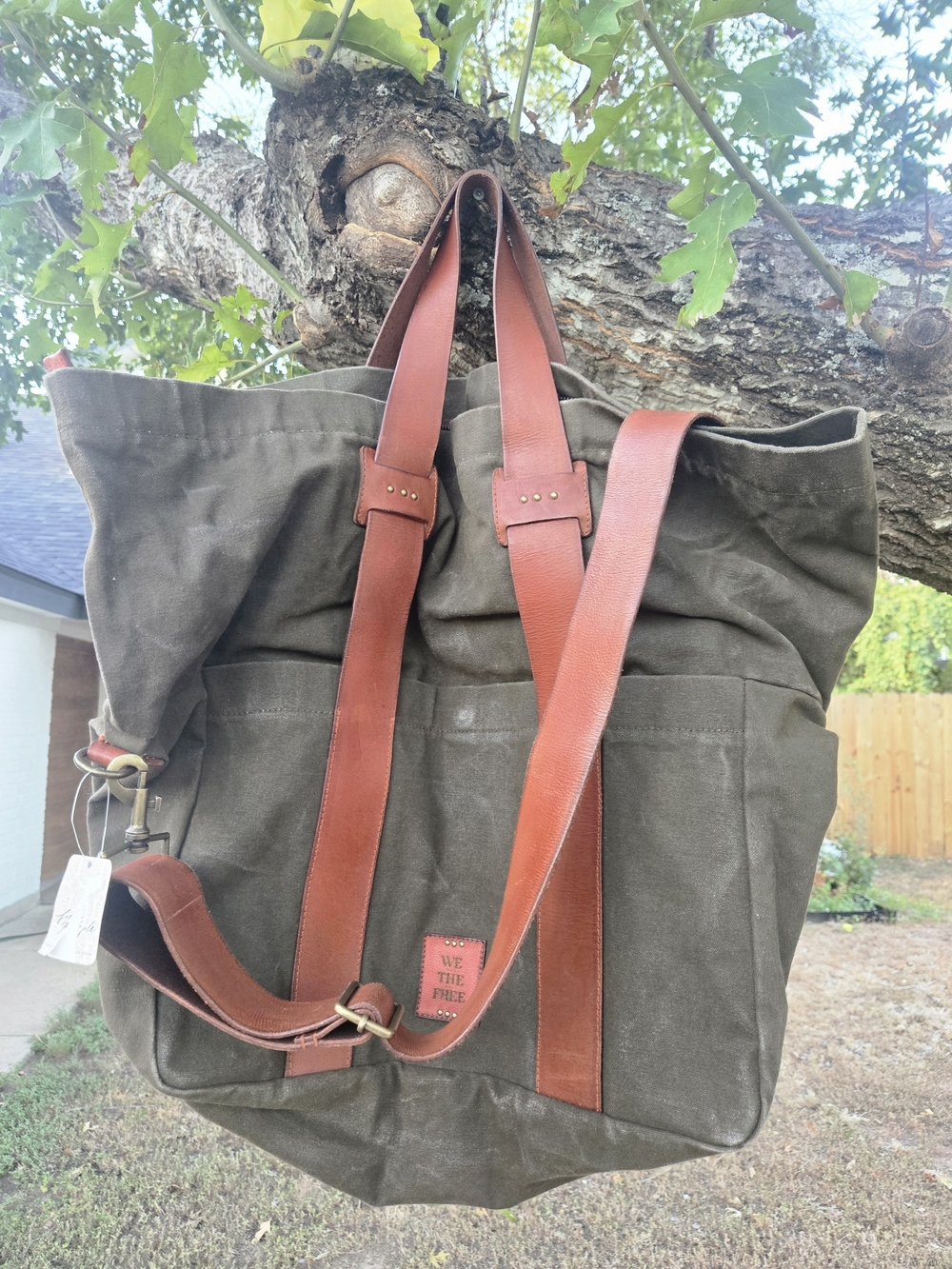 Free People We The Free Oversized Canvas Leather Backpack Tote NWT
